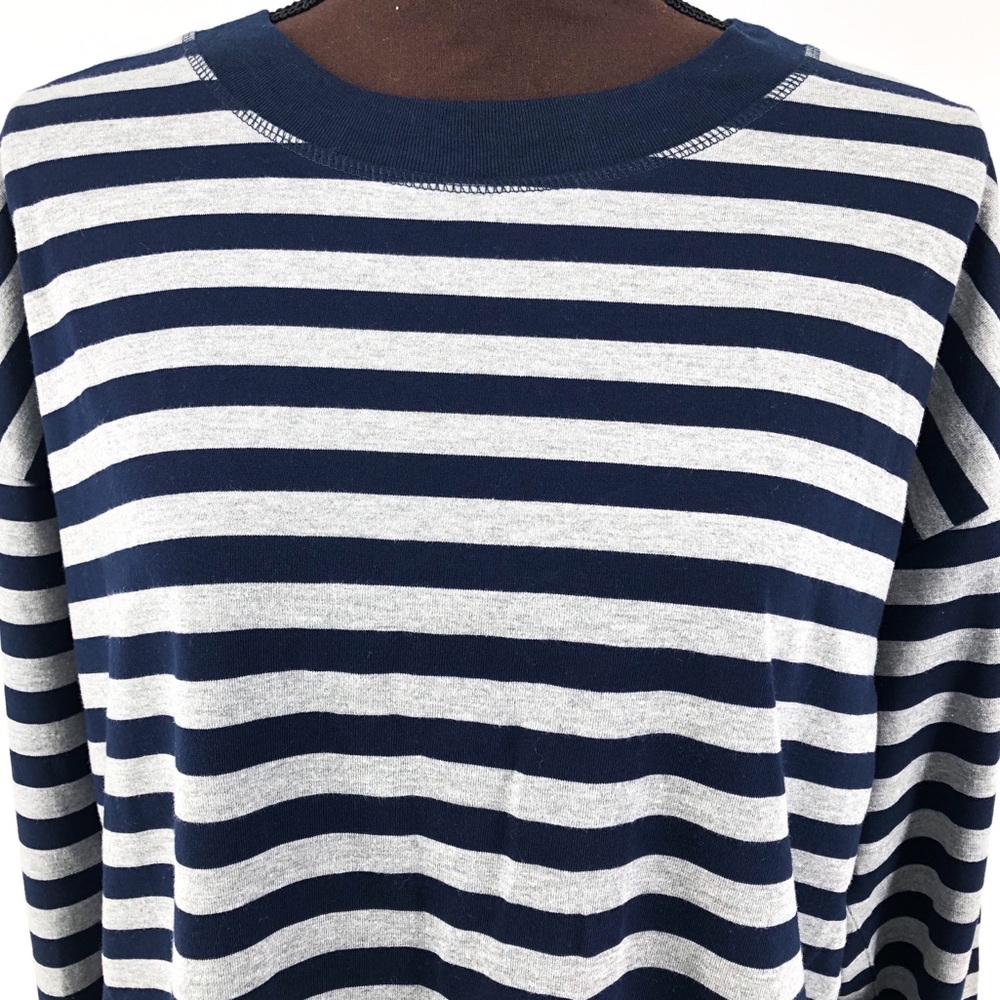 TOMMY HILFIGER Striped Long Sleeve Cropped Tee Blue Size L - Picture 4 of 8
